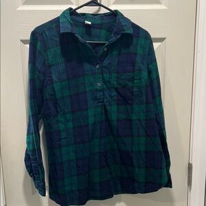 Green and Blue Plaid Maternity Shirt